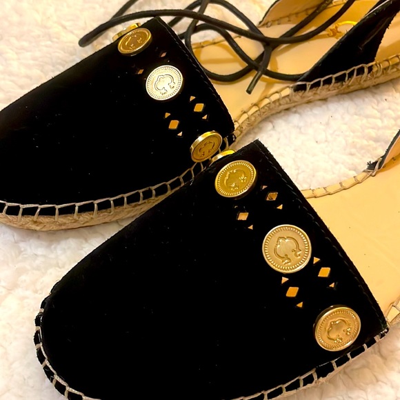 Suede Espadrilles w/ Coin Detail Black NWOT - Picture 3 of 7
